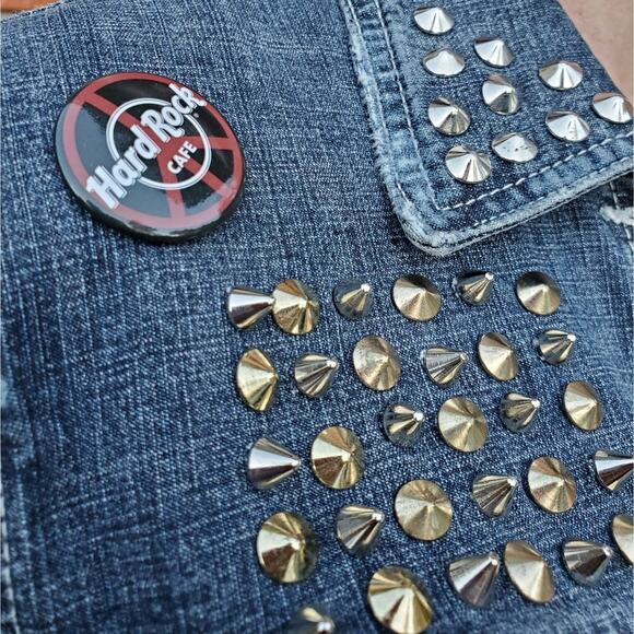 Woman's Studded denim jacket with patches sz.M - Picture 7 of 12